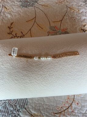 Anthropologie Gold-Tone Bracelet with White Pearls